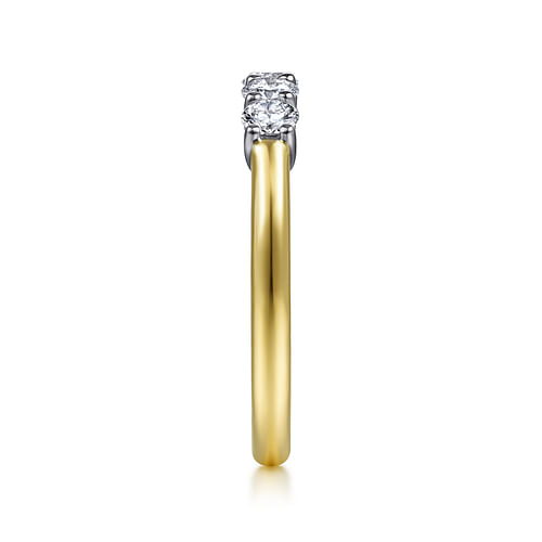 14K White-Yellow Gold 5 Stone Diamond Anniversary Band