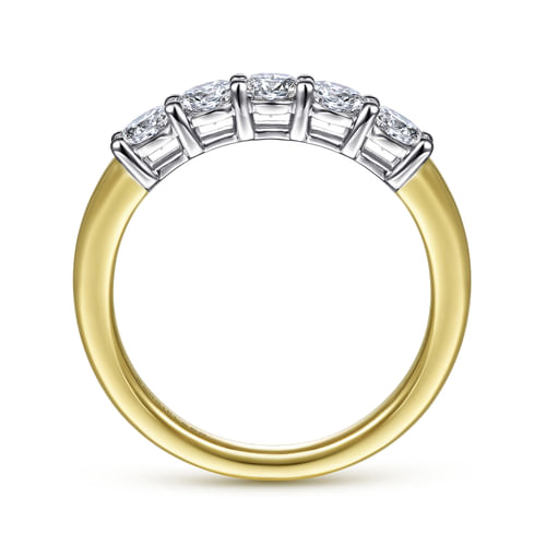 14K White-Yellow Gold 5 Stone Diamond Anniversary Band