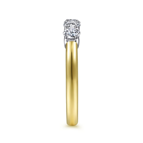 14K White-Yellow Gold 5 Stone Diamond Anniversary Band