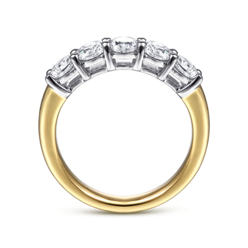 14K White-Yellow Gold 5 Stone Diamond Anniversary Band
