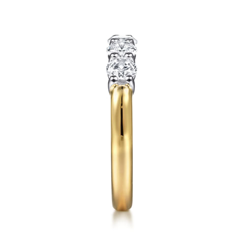14K White-Yellow Gold 5 Stone Diamond Anniversary Band