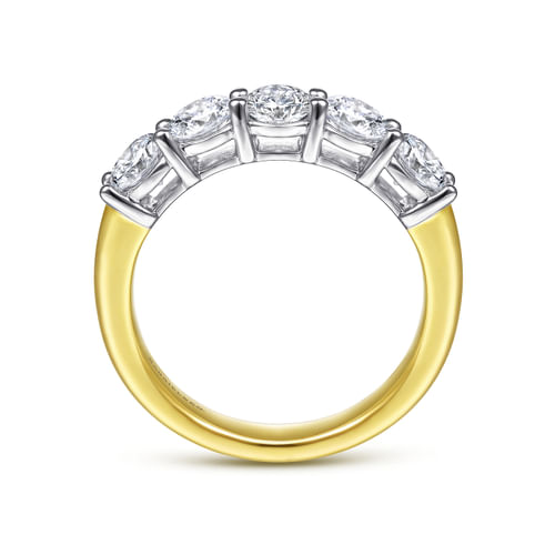 14K White-Yellow Gold 5 Stone Diamond Anniversary Band