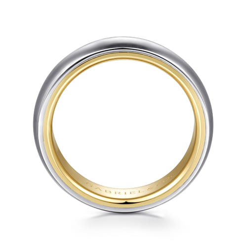 14K White-Yellow Gold 6mm Mens Wedding Band in Sand Blast Finish 14K White-Yellow Gold 6mm Mens Wedding Band in Sand Blast Finish