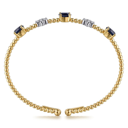 14K White-Yellow Gold Bujukan Diamond And Sapphire Bangle