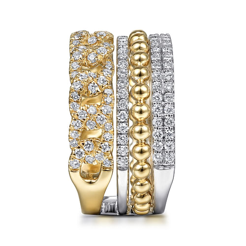 14K White-Yellow Gold Bujukan Diamond Easy Stackable Ring