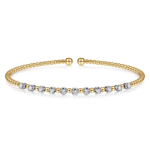 14K White-Yellow Gold Bujukan Diamond Split Bangle 14K White-Yellow Gold Bujukan Diamond Split Bangle