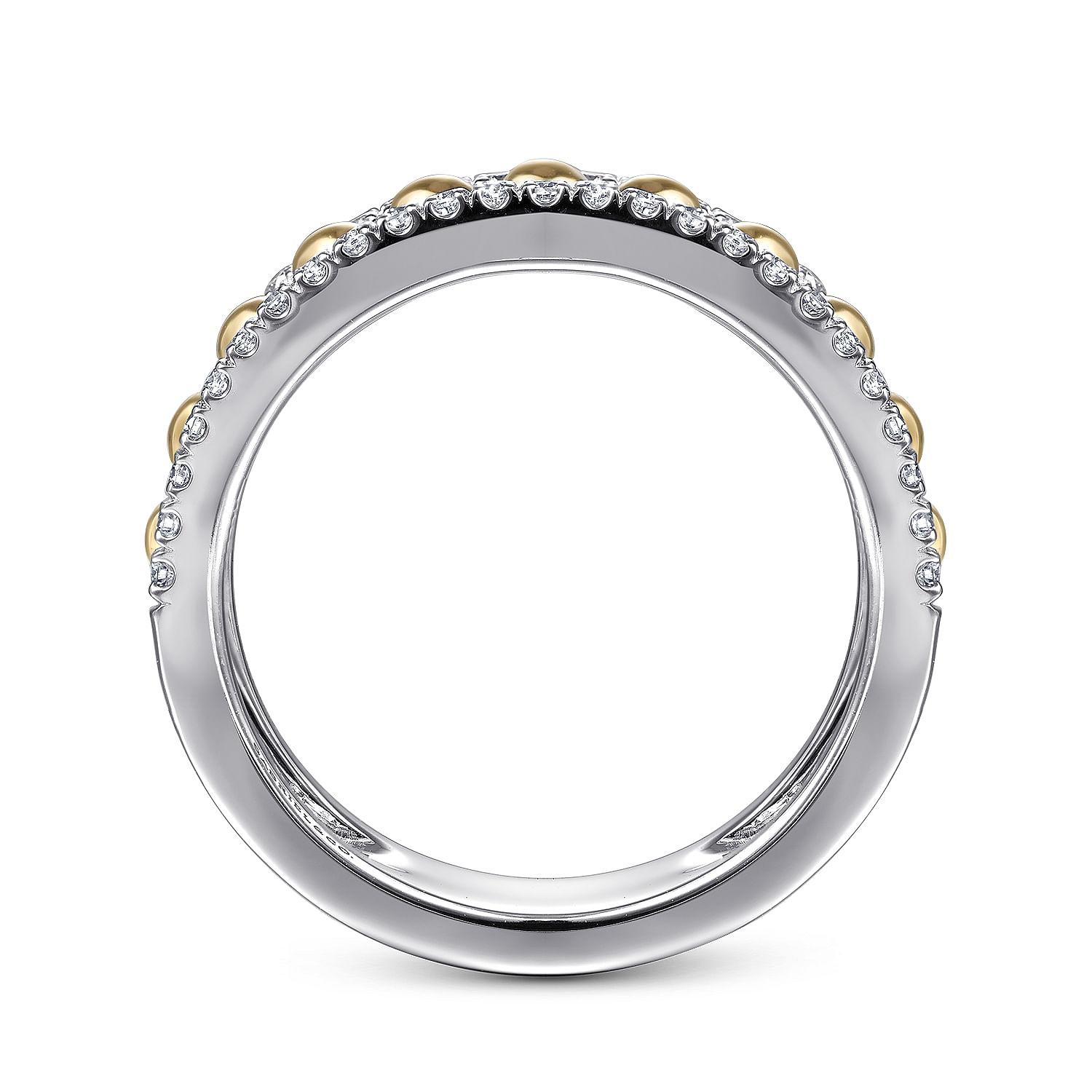14K White-Yellow Gold Bujukan Diamond Wide Band Ring