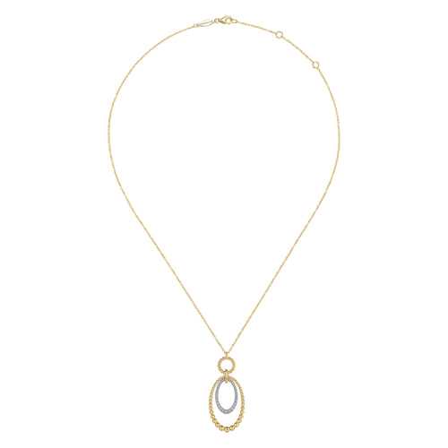 14K White-Yellow Gold Bujukan and Diamond Circle Pendant Necklace