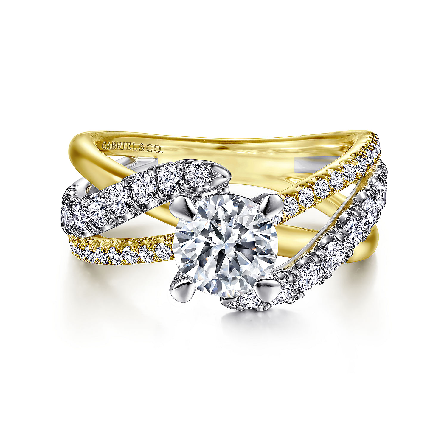 14K White-Yellow Gold Bypass Diamond Engagement Ring