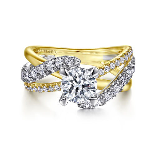 14K White-Yellow Gold Bypass Diamond Engagement Ring