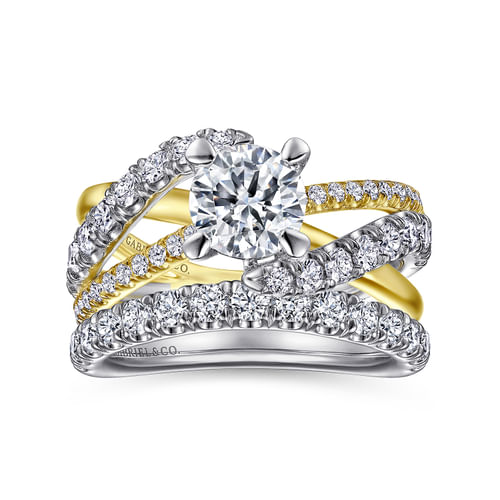 14K White-Yellow Gold Bypass Diamond Engagement Ring
