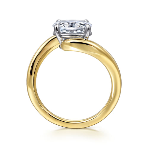 14K White-Yellow Gold Bypass Oval Diamond Engagement Ring