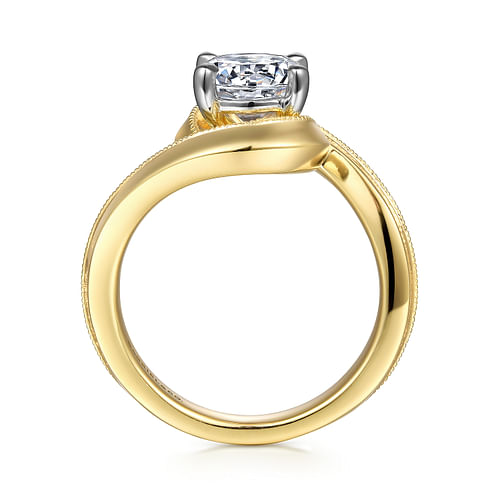 14K White-Yellow Gold Bypass Round Diamond Engagement Ring