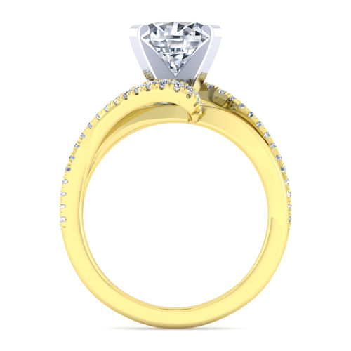 14K White-Yellow Gold Bypass Round Diamond Engagement Ring