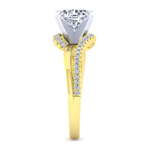 14K White-Yellow Gold Bypass Round Diamond Engagement Ring