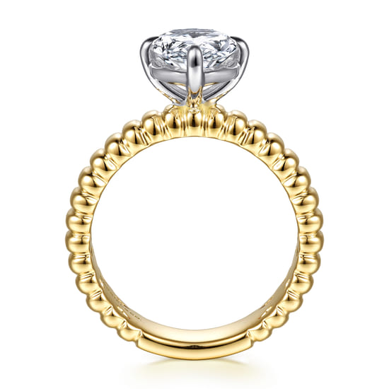 14K White-Yellow Gold Compass Bezel Prong Pear Diamond Engagement Ring angle 2