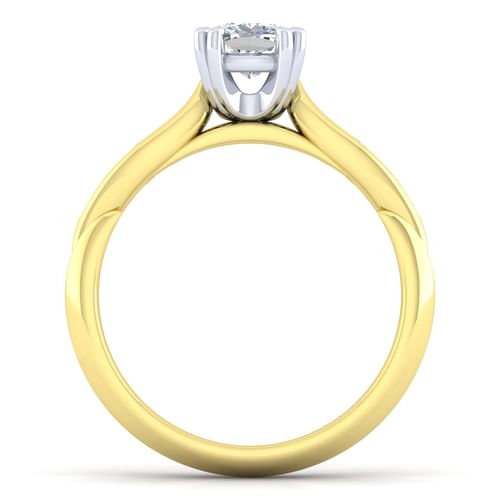 14K White-Yellow Gold Cushion Cut Diamond Channel Set Engagement Ring