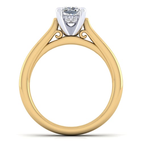14K White-Yellow Gold Cushion Cut Diamond Channel Set Engagement Ring 14K White-Yellow Gold Cushion Cut Diamond Channel Set Engagement Ring