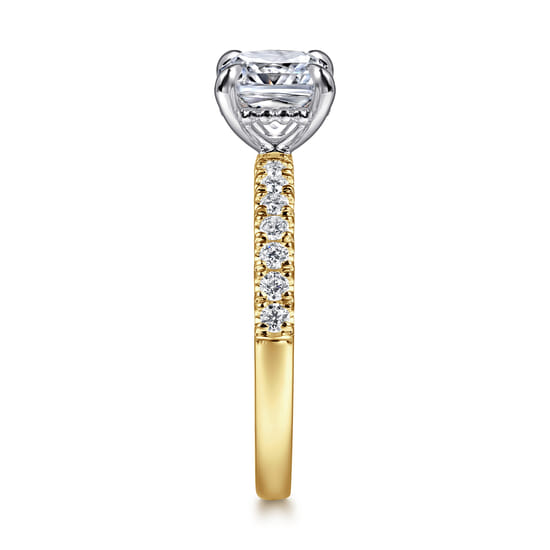 14K White-Yellow Gold Cushion Cut Diamond Engagement Ring angle 5