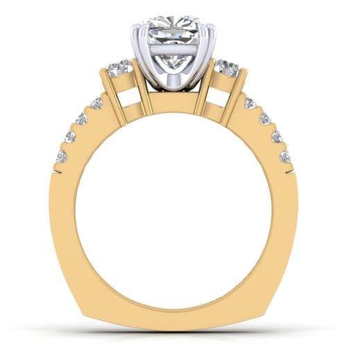 14K White-Yellow Gold Cushion Cut Diamond Engagement Ring