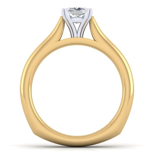14K White-Yellow Gold Cushion Cut Diamond Engagement Ring
