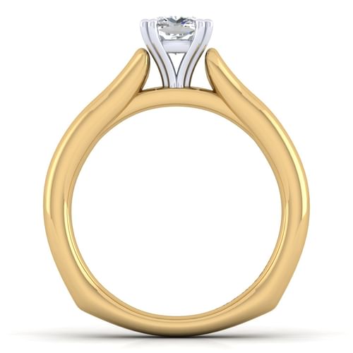 14K White-Yellow Gold Cushion Cut Diamond Engagement Ring