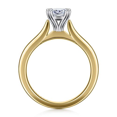 14K White-Yellow Gold Cushion Cut Diamond Engagement Ring