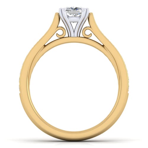 14K White-Yellow Gold Cushion Cut Diamond Engagement Ring 14K White-Yellow Gold Cushion Cut Diamond Engagement Ring