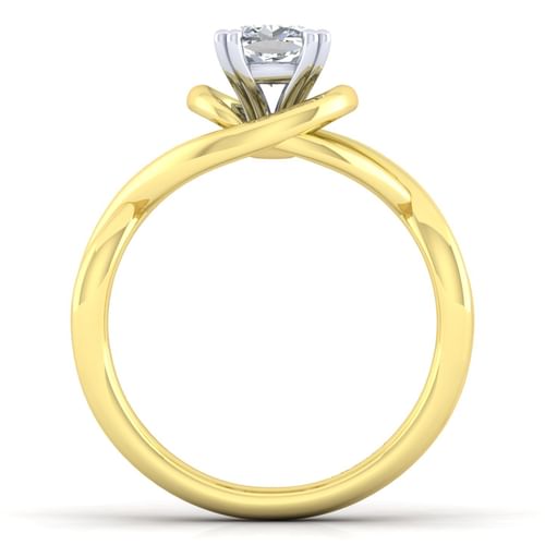 14K White-Yellow Gold Cushion Cut Diamond Engagement Ring