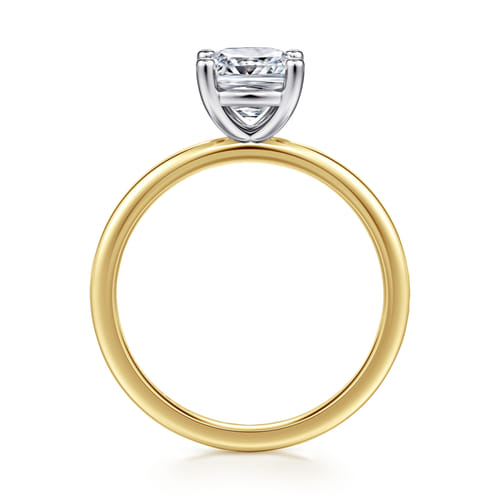 14K White-Yellow Gold Cushion Cut Solitaire Diamond Engagement Ring 14K White-Yellow Gold Cushion Cut Solitaire Diamond Engagement Ring