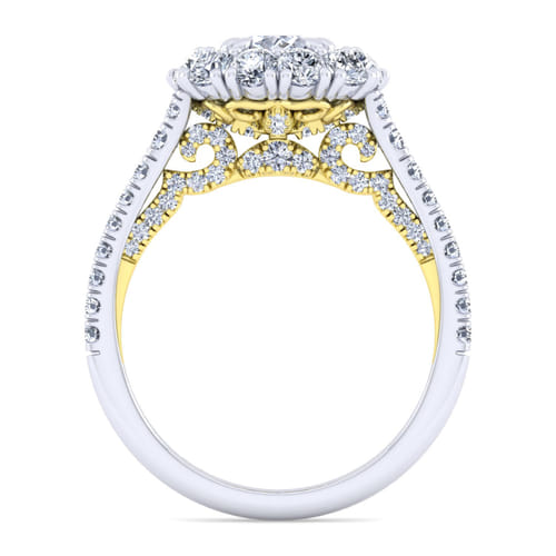 14K White-Yellow Gold Cushion Double Halo Diamond Engagement Ring 14K White-Yellow Gold Cushion Double Halo Diamond Engagement Ring
