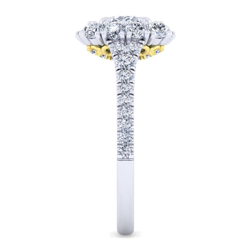 14K White-Yellow Gold Cushion Double Halo Diamond Engagement Ring 14K White-Yellow Gold Cushion Double Halo Diamond Engagement Ring
