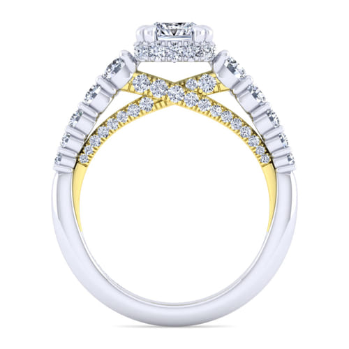 14K White-Yellow Gold Cushion Hidden Halo Diamond Engagement Ring 14K White-Yellow Gold Cushion Hidden Halo Diamond Engagement Ring