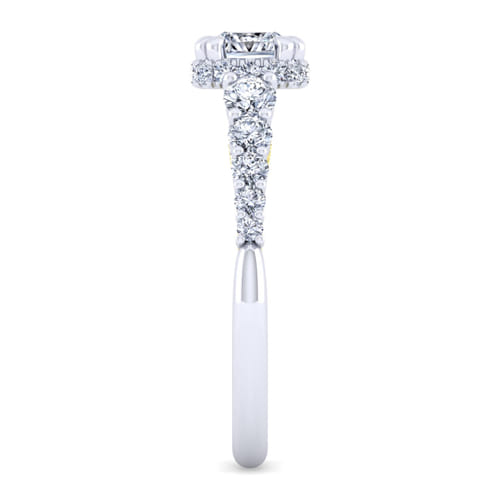 14K White-Yellow Gold Cushion Hidden Halo Diamond Engagement Ring 14K White-Yellow Gold Cushion Hidden Halo Diamond Engagement Ring