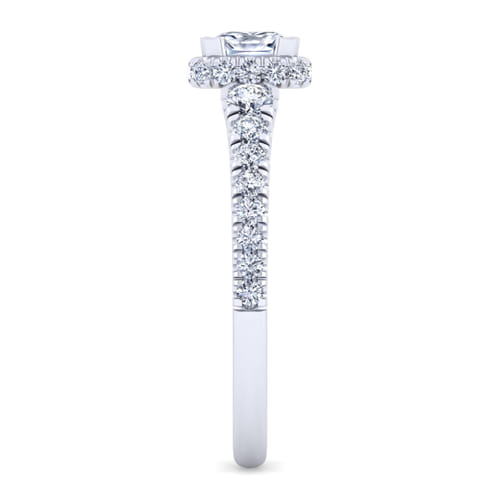 14K White-Yellow Gold Cushion Hidden Halo Diamond Engagement Ring