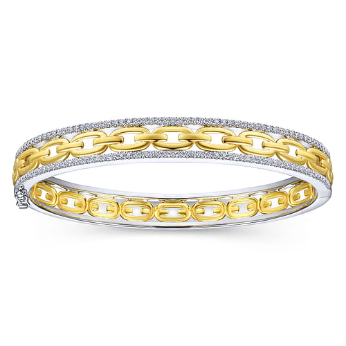 14K White-Yellow Gold Diamond Bangle