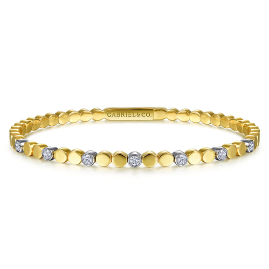 14K White-Yellow Gold Diamond Bangle