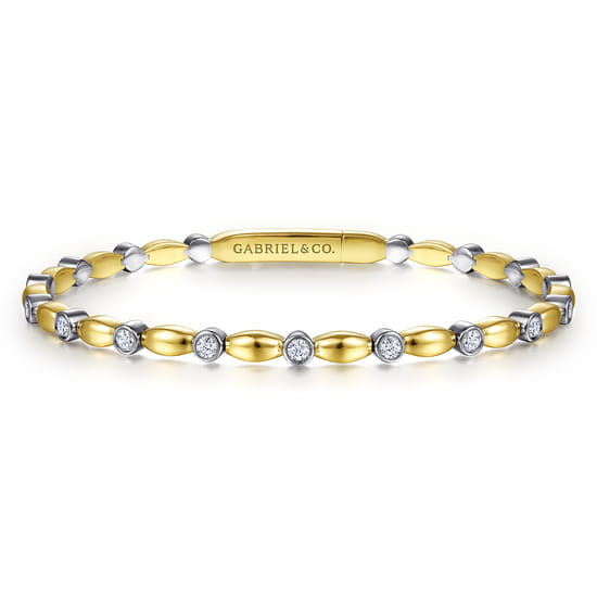 14K White-Yellow Gold Diamond Bangle