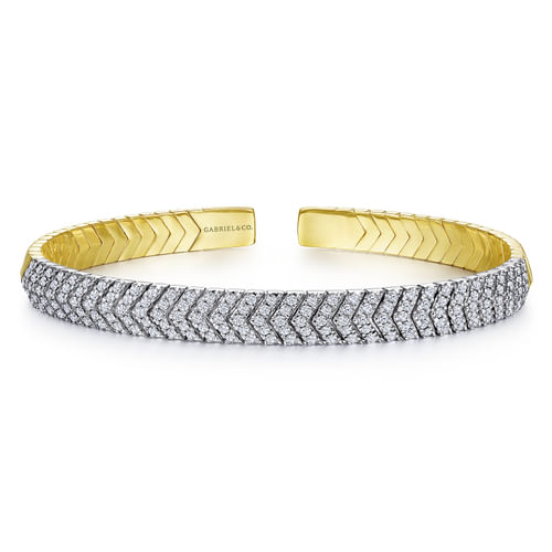 14K White-Yellow Gold Diamond Bangle
