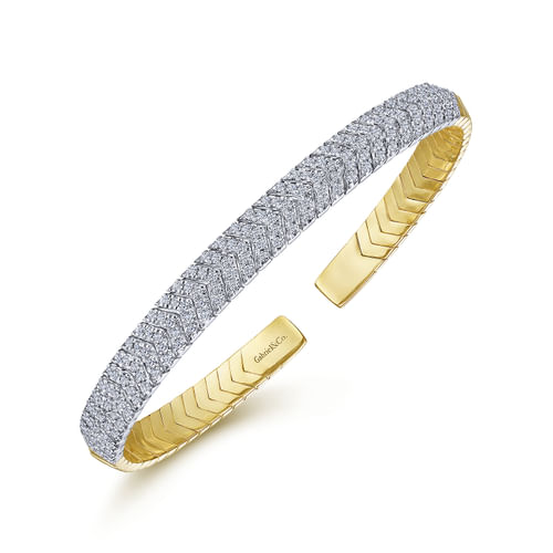 14K White-Yellow Gold Diamond Bangle