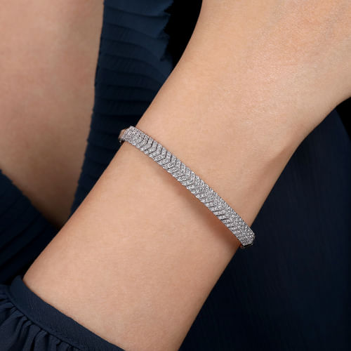 14K White-Yellow Gold Diamond Bangle