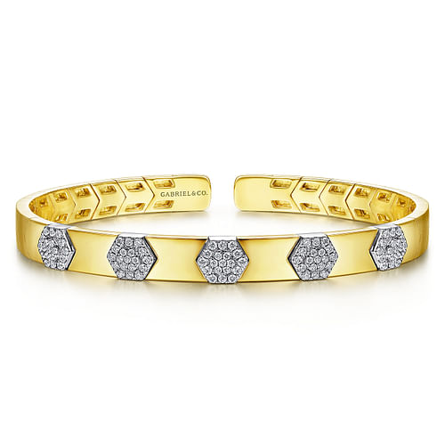 14K White-Yellow Gold Diamond Bangle