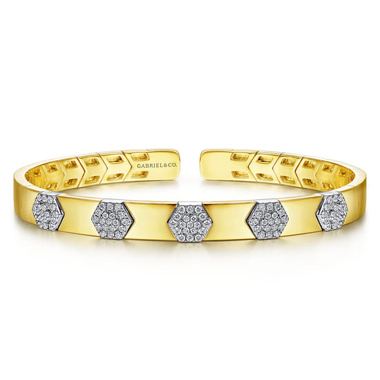 14K White-Yellow Gold Diamond Bangle
