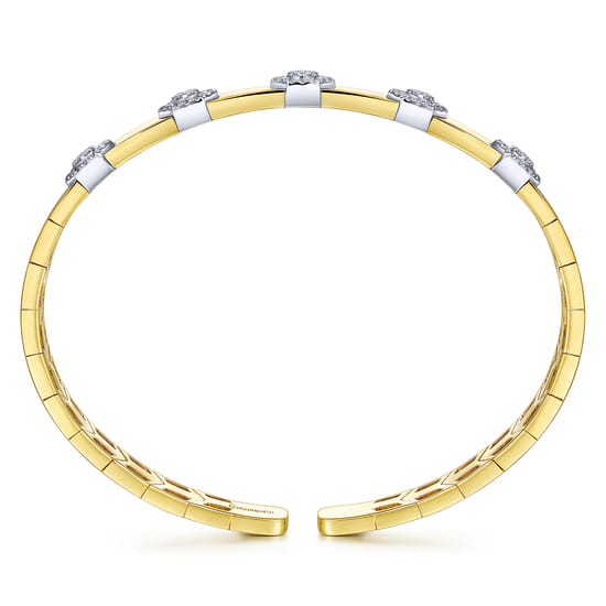 14K White-Yellow Gold Diamond Bangle angle 3