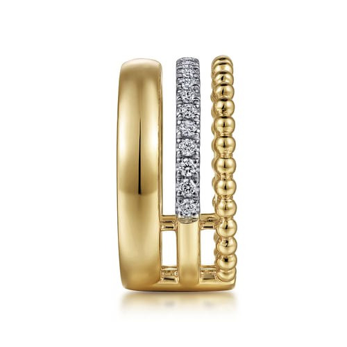 14K White-Yellow Gold Diamond Bujukan Easy Stackable Ring