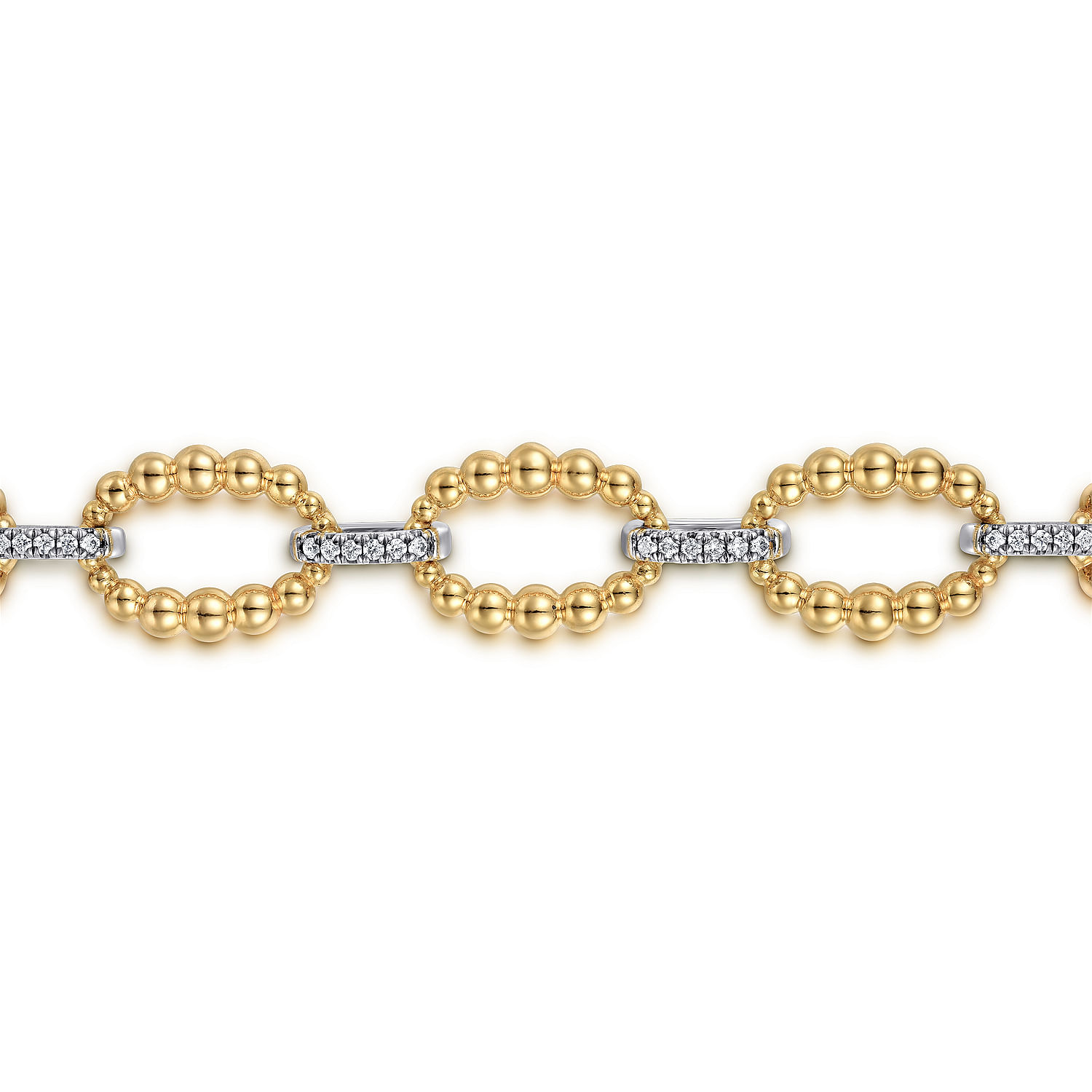 14K White-Yellow Gold Diamond Bujukan Link Tennis Bracelet