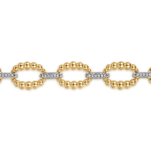 14K White-Yellow Gold Diamond Bujukan Link Tennis Bracelet
