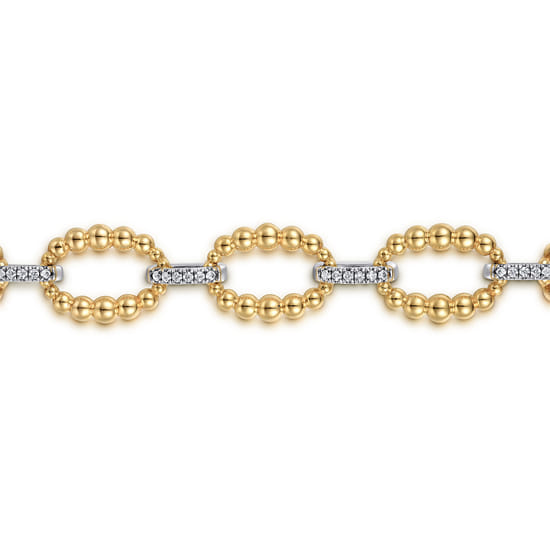 14K White-Yellow Gold Diamond Bujukan Link Tennis Bracelet angle 2