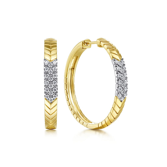 Gabriel - 14K White-Yellow Gold Diamond Chevron Earrings