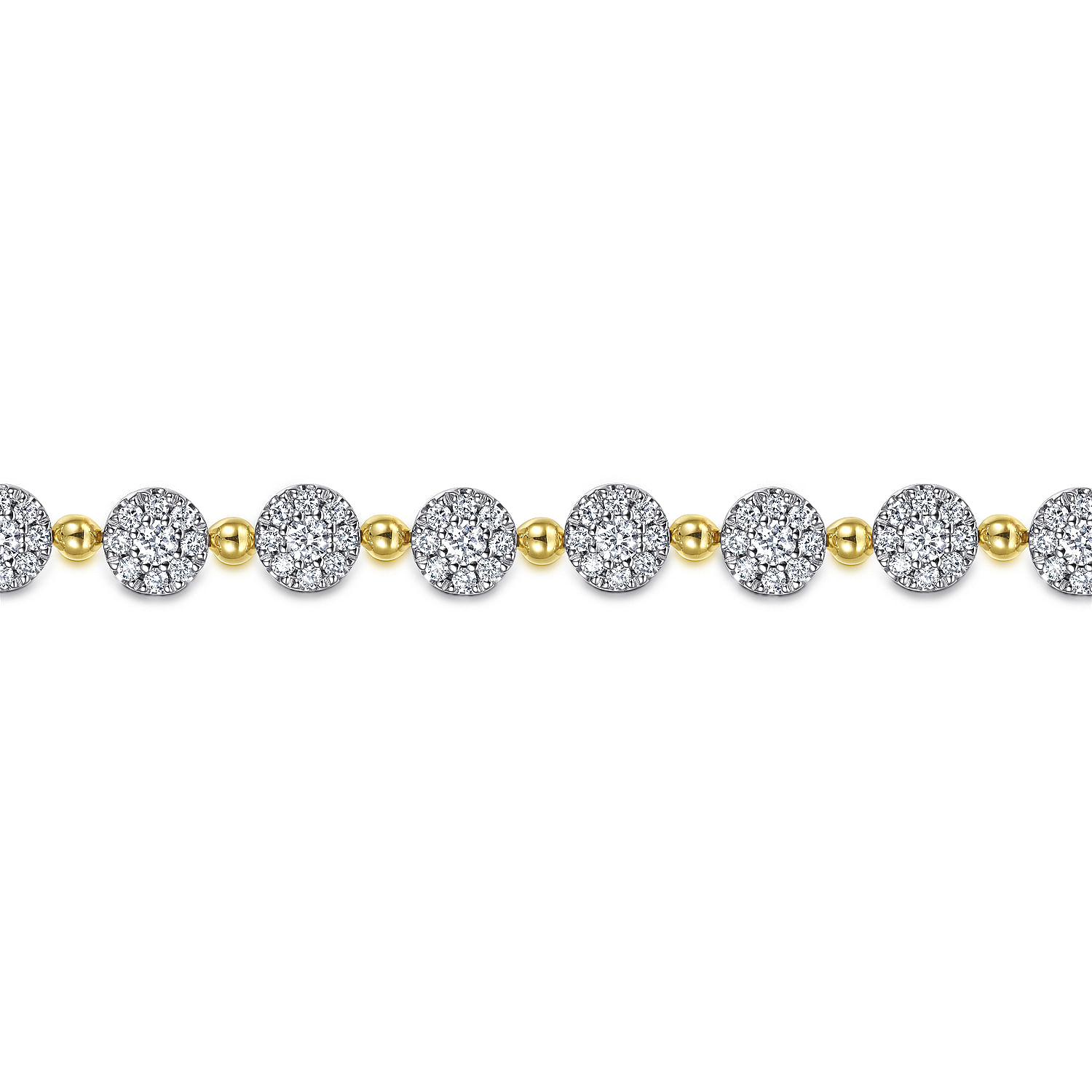 14K White-Yellow Gold Diamond Cluster Tennis Bracelet